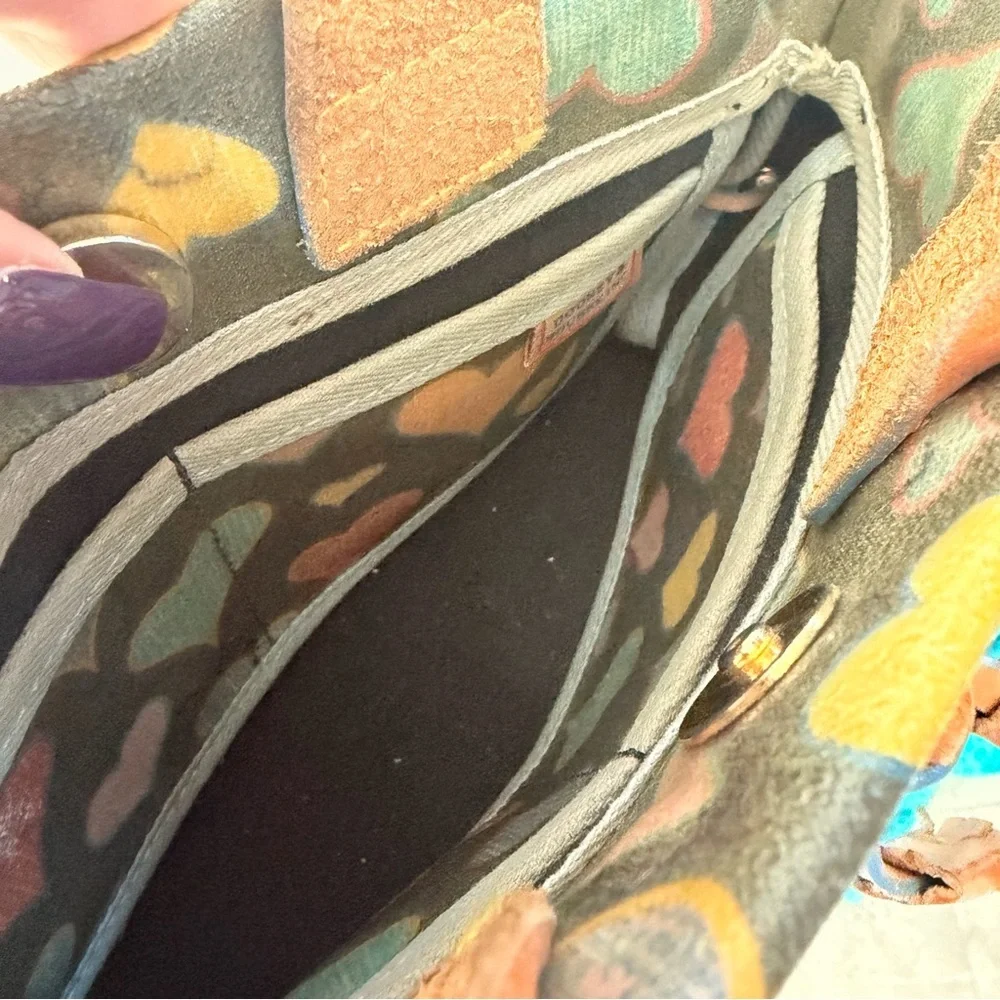 Y2K Vintage Dooney & Bourke Crayon Heart Coated Canvas Mini Top Handle